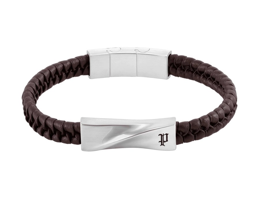 Police Hnědý kožený náramek pro muže Contorto PEAGB0081705 - Náramky Kožené náramky