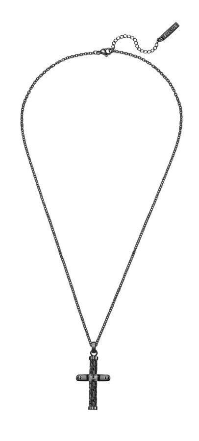 Police Nadčasový černý náhrdelník s křížkem Crossed PEAGN0032403 - Náhrdelníky