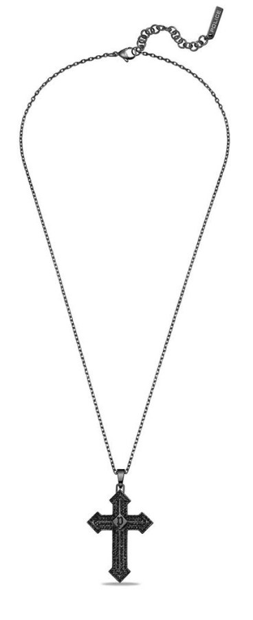 Police Pánský ocelový náhrdelník Kříž s krystaly Stoneset PEAGN0036502 - Náhrdelníky