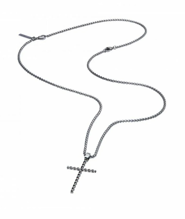 Police Slušivý pánský náhrdelník z&nbsp;oceli Křížek PJ26382PSS.01 - Náhrdelníky