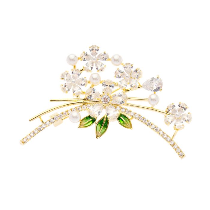 Oliver Weber Pozlacená brož s krystaly Freesia 58064G Oliver Weber Pozlacená brož s krystaly Freesia 58064G - Brože