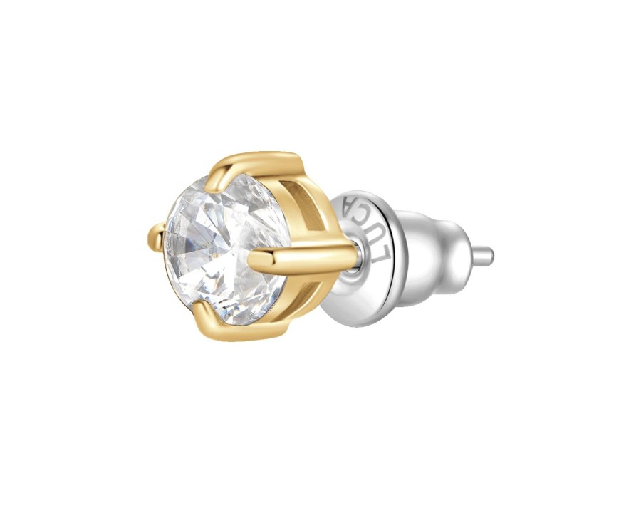 Luca Barra Pozlacená single náušnice s&nbsp;čirým zirkonem OK1468/OK1472 0,5 cm - Náušnice Asymetrické náušnice