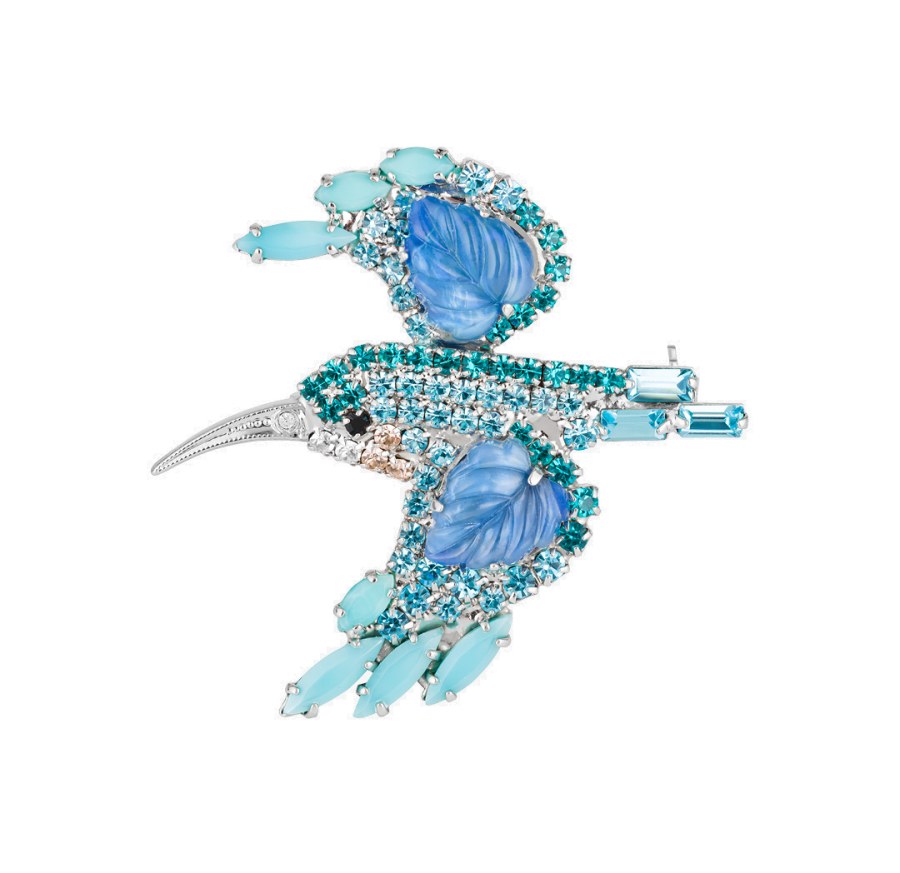 Preciosa Blyštivá brož Ledňáček Kingfisher Candy 2366 70 - Brože