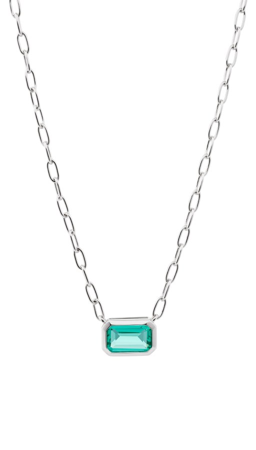 Preciosa Blýštivý náhrdelník se zeleným kubickým zirkonem Preciosa Atlantis 5353 94 - Náhrdelníky