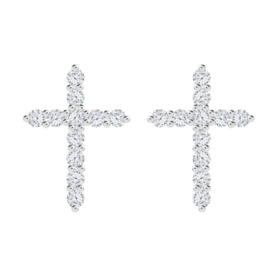 Preciosa Designové stříbrné náušnice Tender Cross s kubickou zirkonií Preciosa 5333 00 - Náušnice Pecky