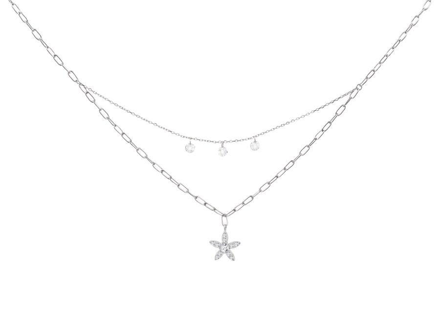 Preciosa Dvojitý stříbrný náhrdelník s kubickou zirkonií Glow 5366 00 - Náhrdelníky