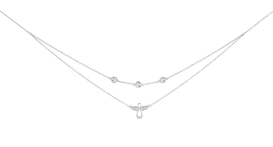 Preciosa Dvojitý stříbrný náhrdelník s kubickou zirkonií Guardian Angel 5365 00 - Náhrdelníky