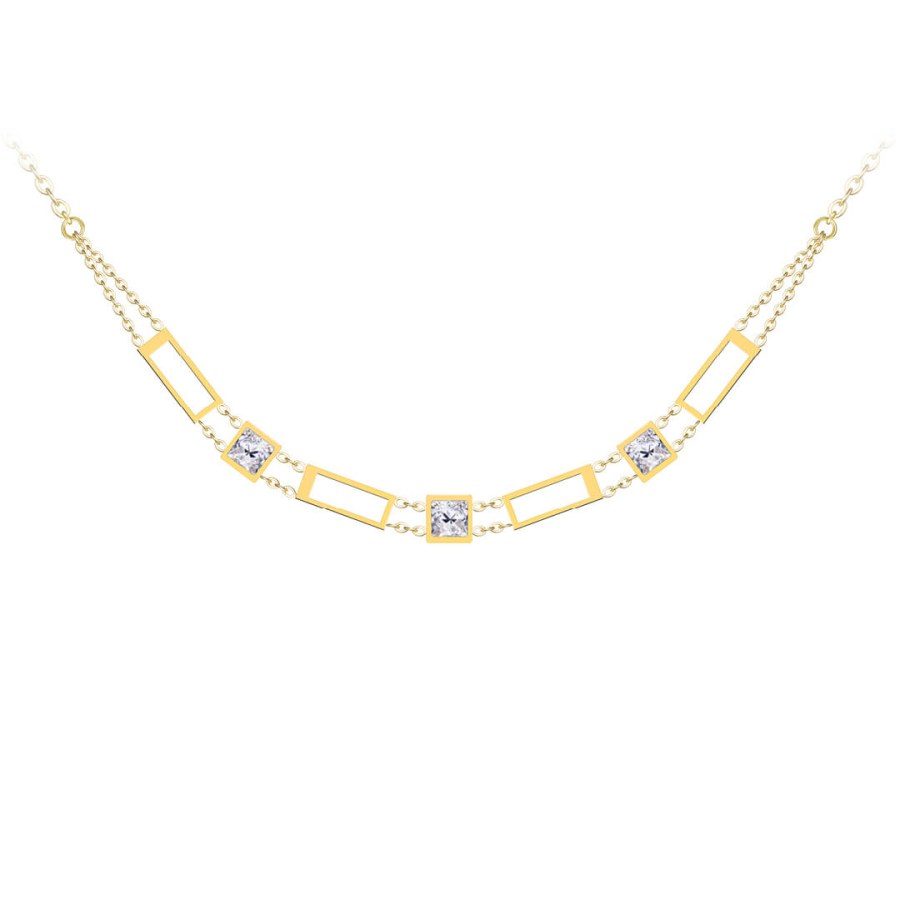 Preciosa Luxusní pozlacený náhrdelník Straight s čirým křišťálem Preciosa 7390Y00 - Náhrdelníky