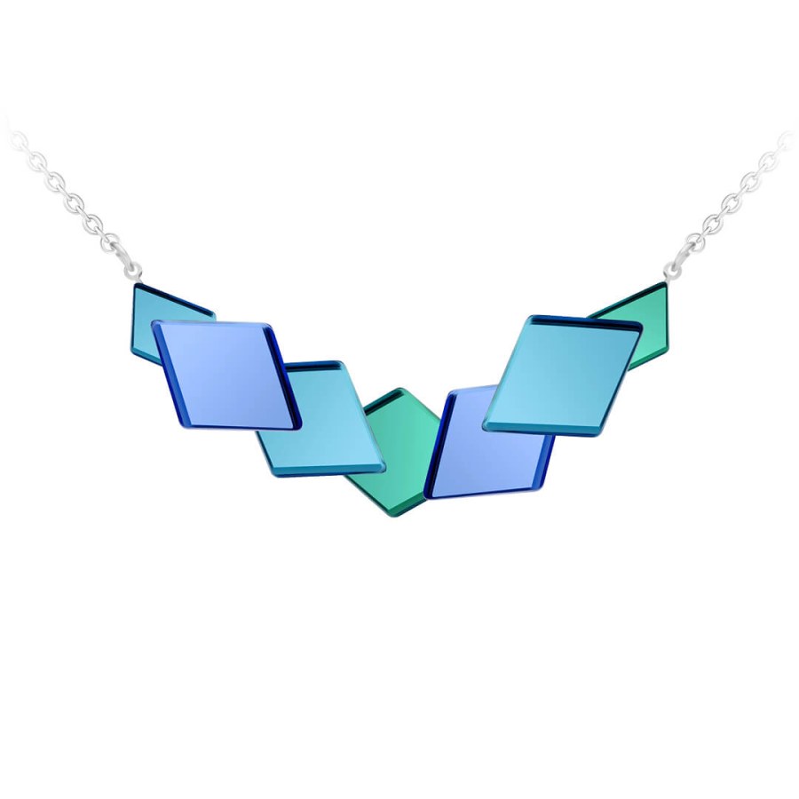 Preciosa Netradiční ocelový náhrdelník Fragmentum s modrým kříšťálem 7374 67 - Náhrdelníky