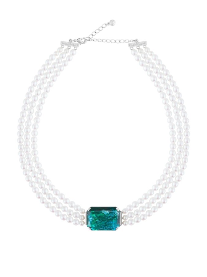 Preciosa Perličkový náhrdelník s&nbsp;ručně mačkaným křišťálem Preciosa Perla Spotlight 2622 66 - Náhrdelníky Perlové náhrdelníky