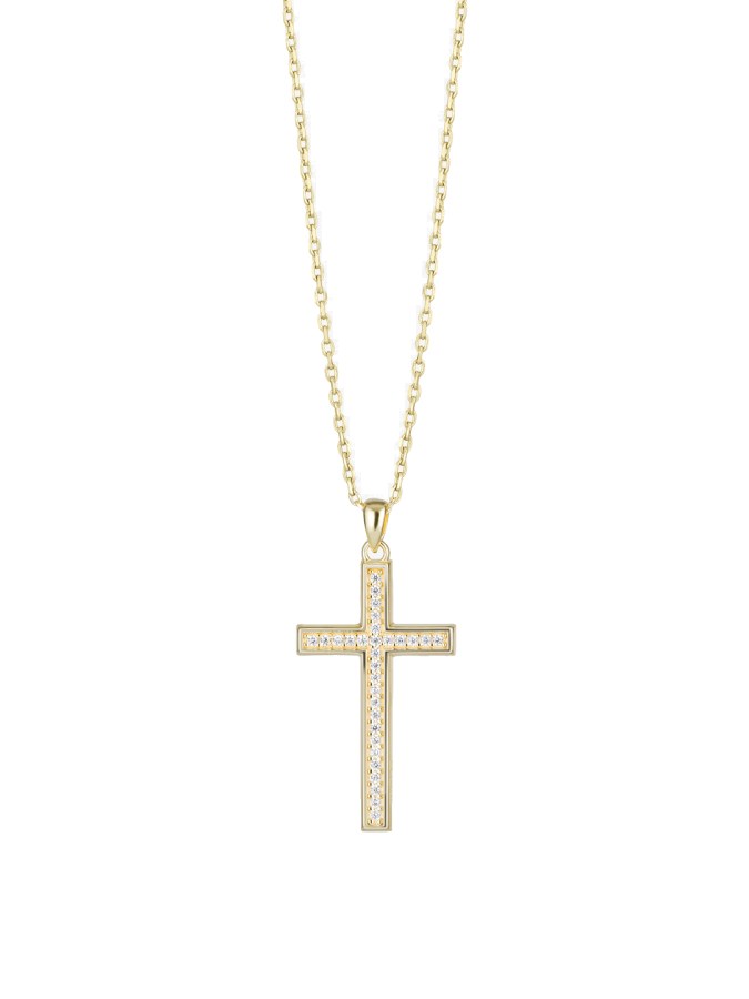 Preciosa Pozlacený náhrdelník s kubickou zirkonií Preciosa Cross Candy 5407Y00 - Náhrdelníky