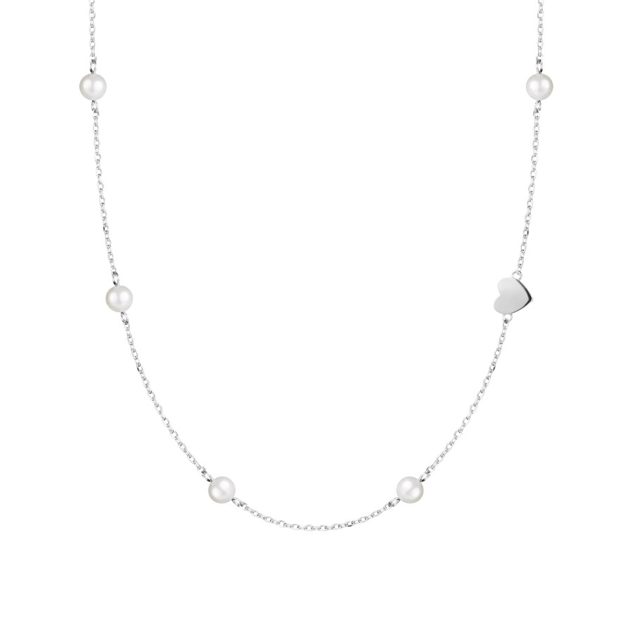 Preciosa Romantický náhrdelník s říčními perlami a srdíčkem Pearl Passion 6156 01 - Náhrdelníky