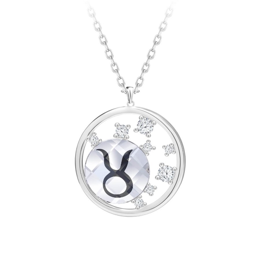 Preciosa Stříbrný náhrdelník s českým křišťálem Býk Sparkling Zodiac 6150 85 (řetízek, přívěsek) - Náhrdelníky