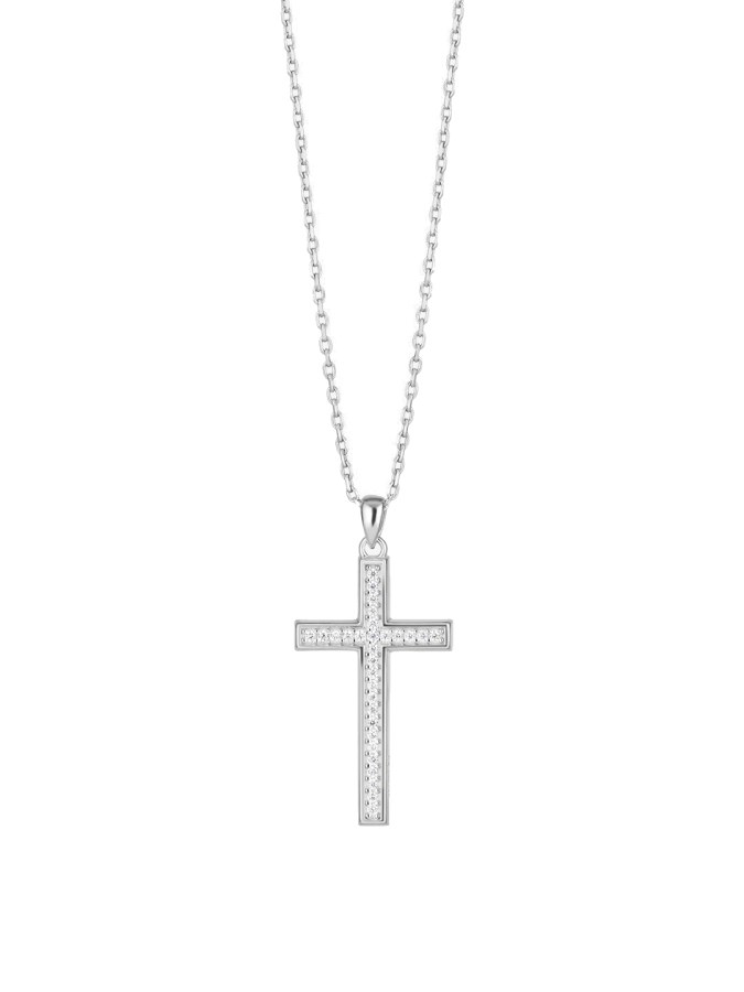 Preciosa Stříbrný náhrdelník s kubickou zirkonií Preciosa Cross Candy 5407 00 - Náhrdelníky