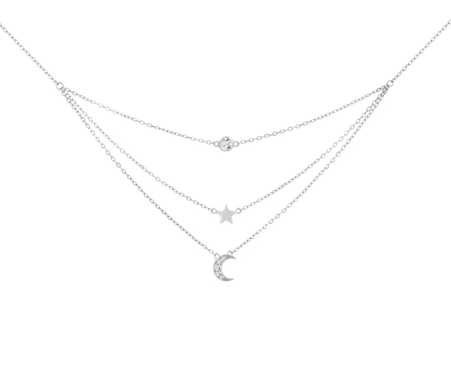 Preciosa Trojitý stříbrný náhrdelník s kubickou zirkonií Moon Star 5362 00 - Náhrdelníky