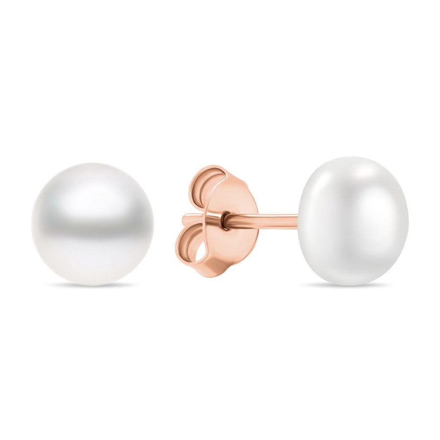 Brilio Silver Půvabné bronzové náušnice pecky s&nbsp;pravými perlami EA585/6/7/8R 0,6 cm - Náušnice Pecky