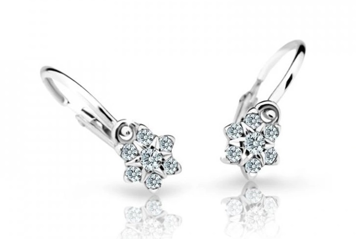 Cutie Jewellery Půvabné dětské náušnice z bílého zlata C2152-10-X-2 bílá - Náušnice První náušnice