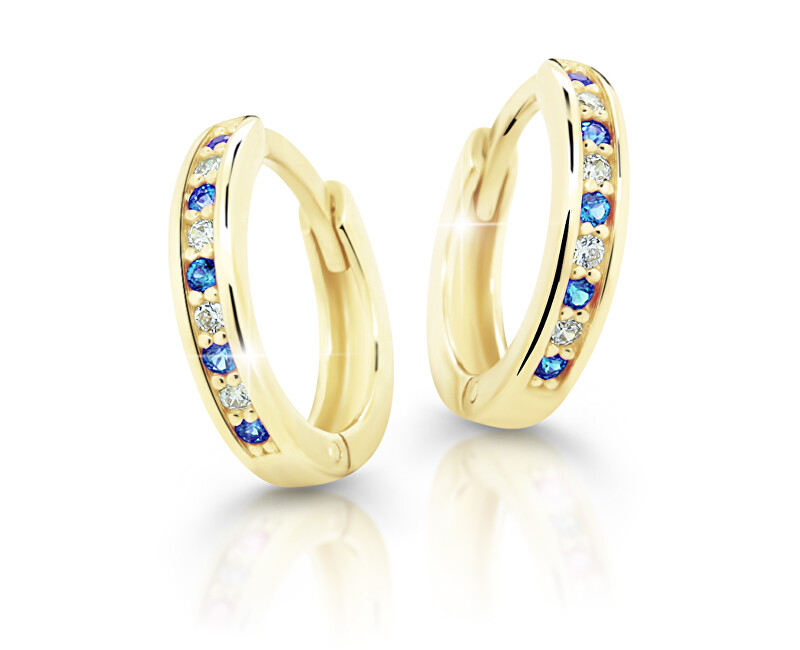 Cutie Jewellery Půvabné kruhové náušnice ze žlutého zlata C3342-80-X-1 modrá - Náušnice Kruhy
