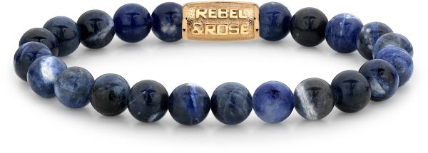 Rebel a Rose Korálkový náramek Midnight Blue Gold RR-80094-G 19 cm - L