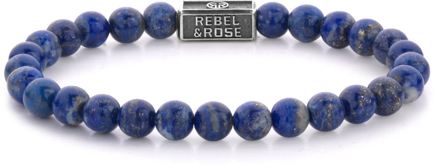 Rebel a Rose Stříbrný korálkový náramek Lapis Lazuli RR-6S002-S 19 cm - L