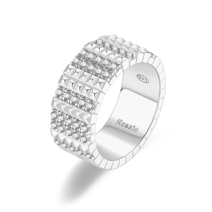 Rosato Blyštivý stříbrný prsten se zirkony Cubica RZCU57 58 mm - Prsteny Prsteny s kamínkem