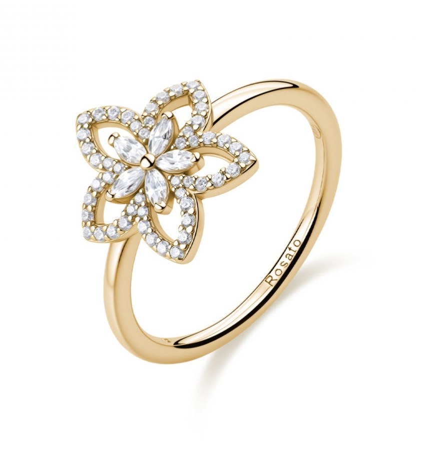 Rosato Dámský pozlacený prsten Květina se zirkony Gaia RZGA99 60 mm - Prsteny Prsteny s&nbsp;kamínkem