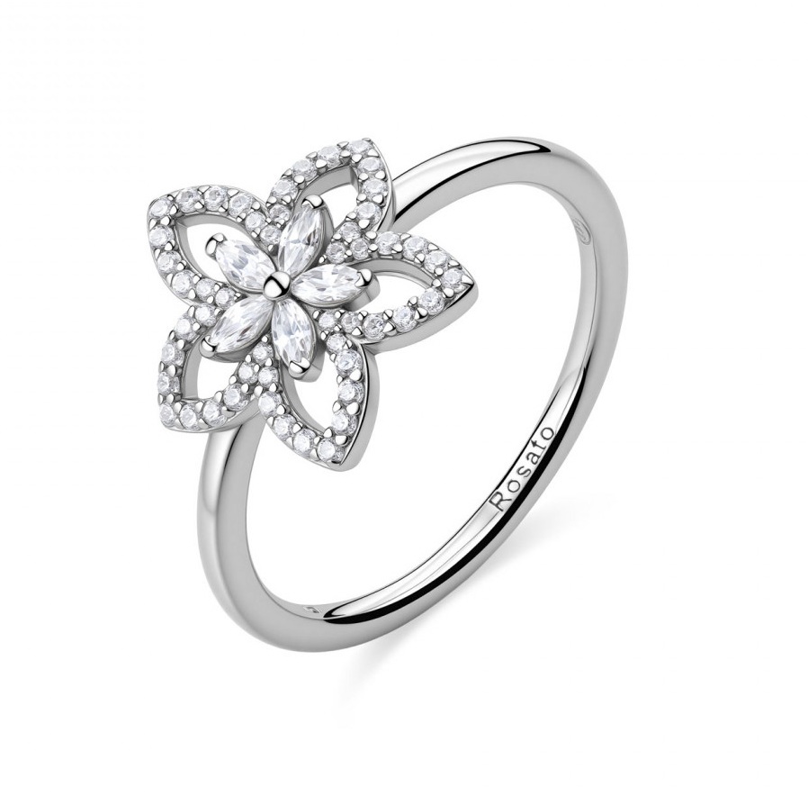 Rosato Dámský stříbrný prsten Květina se zirkony Gaia RZGA98 58 mm - Prsteny Prsteny s&nbsp;kamínkem