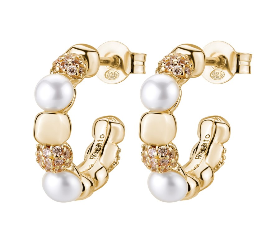 Rosato Luxusní kruhové náušnice s pravými perlami a zirkony Azzurra RZAZ036