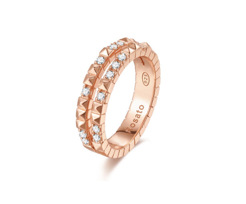 Rosato Originální bronzový prsten se zirkony Cubica RZA014 54 mm