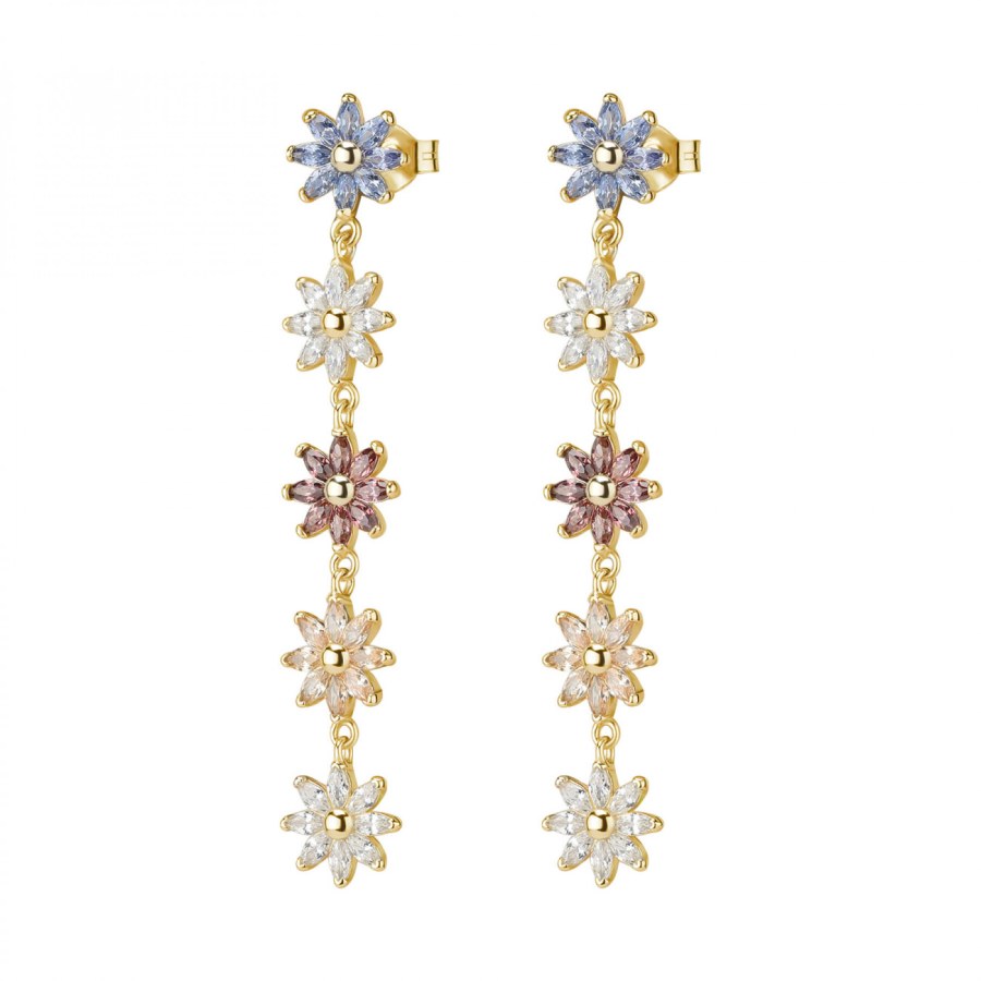 Rosato Pozlacené květinové náušnice s barevnými zirkony Gaia RZGA77