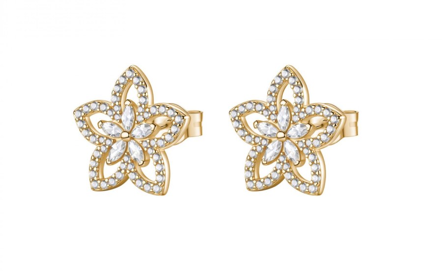 Rosato Pozlacené náušnice Květiny s&nbsp;kubickými zirkony Gaia RZGA95 - Náušnice Pecky