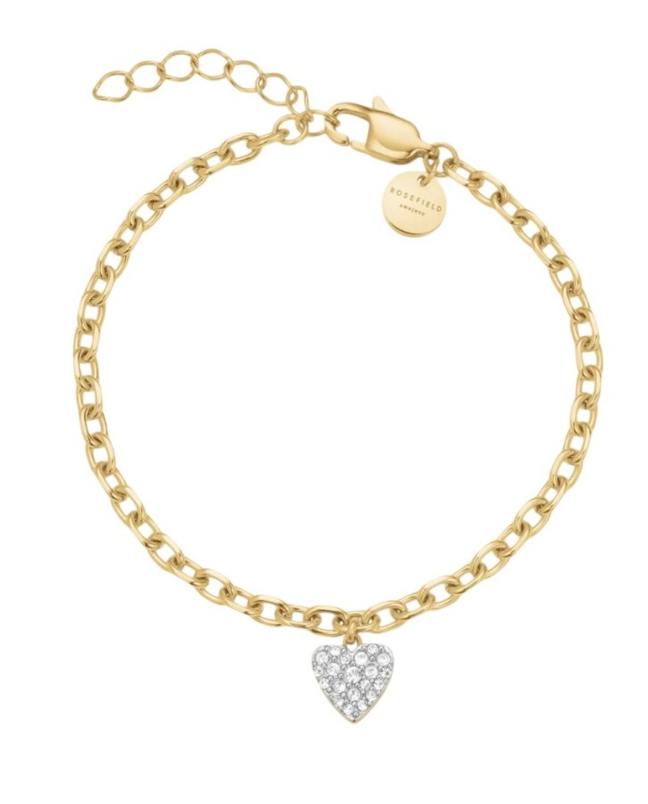 Rosefield Dámský pozlacený náramek s krystaly Chunky Heart JBCHG-J1279