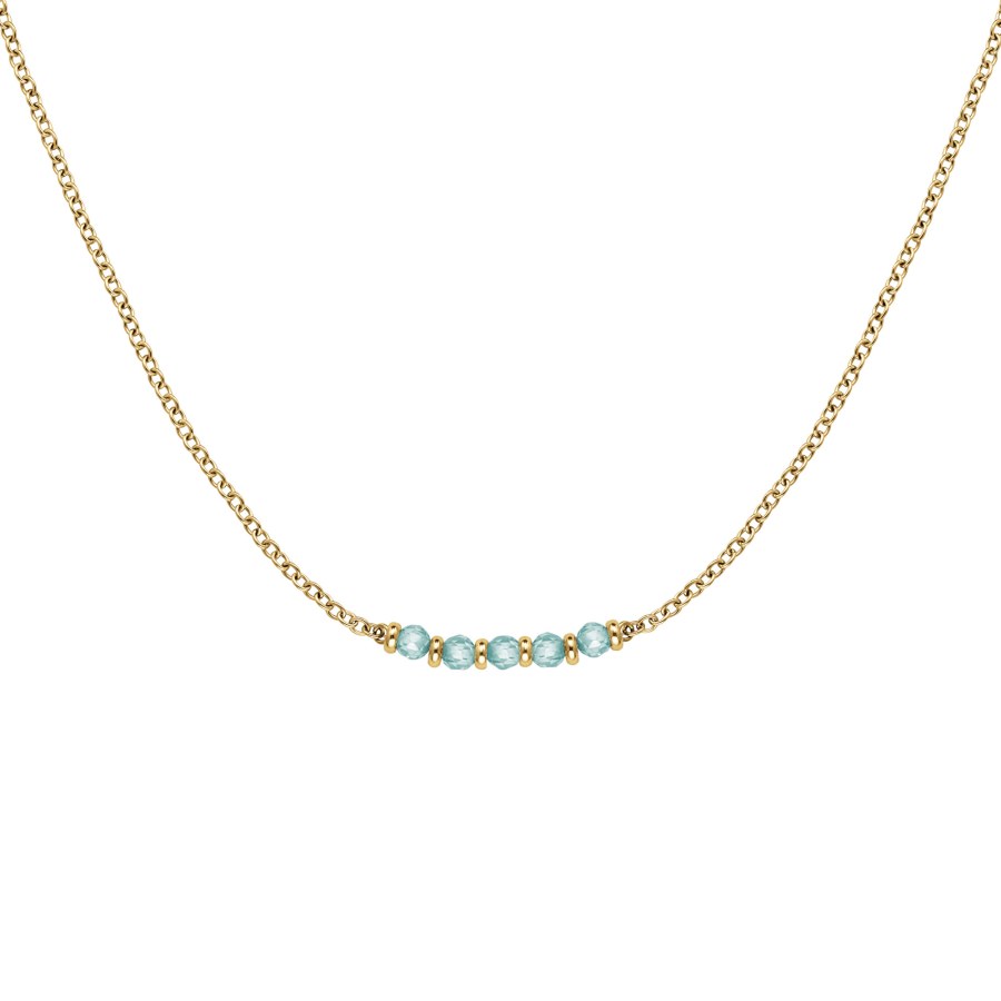 Rosefield Jemný pozlacený náhrdelník s modrými korálky Essentials JNBRG-J812