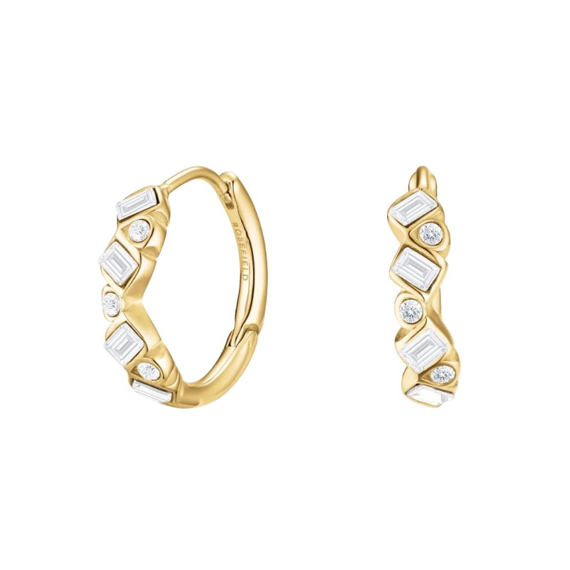 Rosefield Oslnivé pozlacené náušnice s&nbsp;krystaly Baguette JECBG-J1171 - Náušnice Kruhy