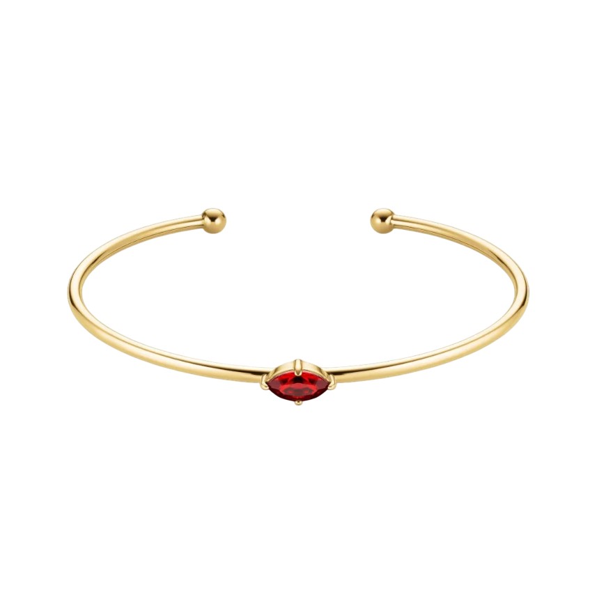 Rosefield Otevřený pevný náramek s červeným Swarovski krystalem JBRMG-J1243