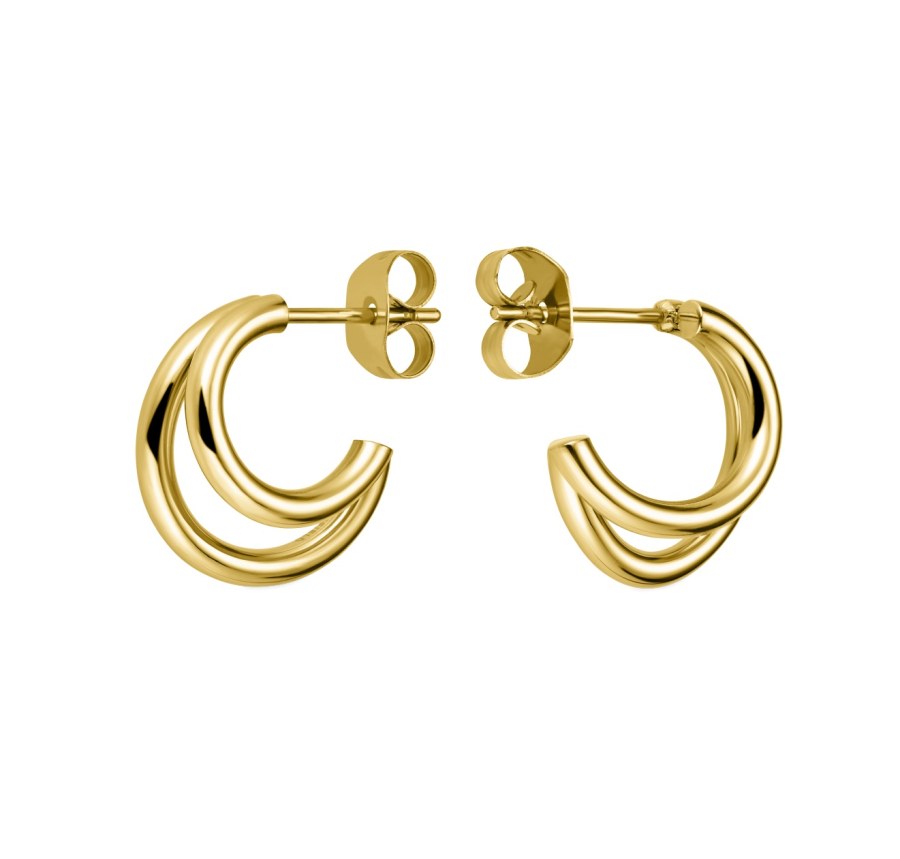 Rosefield Pozlacené kruhové náušnice Double Hoop Essentials DHEG-J227 - Náušnice Kruhy