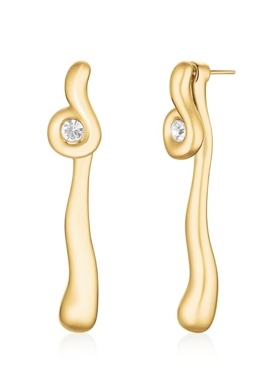 Rosefield Pozlacené náušnice 2v1 Wave JELWG-J1301 - Náušnice S kamínky