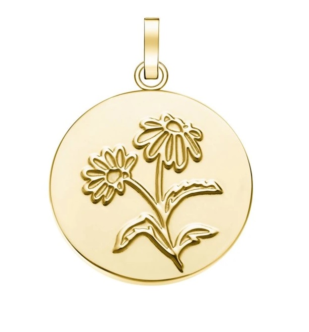 Rosefield Půvabný pozlacený přívěsek PE-Gold-Daisy Flower Coin - Náramky Přívěsky na náramky