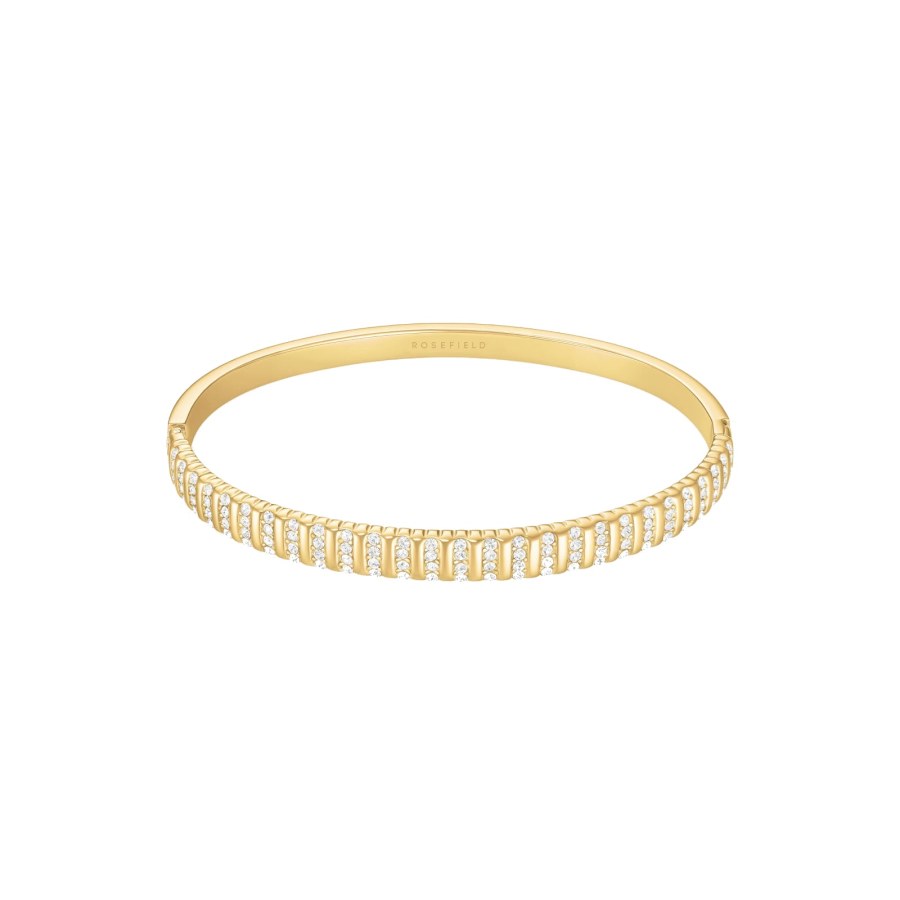 Rosefield Pozlacený pevný náramek s krystaly Striped JBSBG-J1287