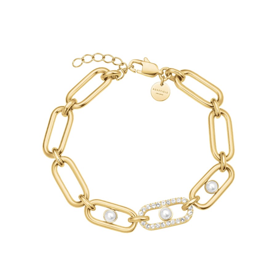 Rosefield Třpytivý pozlacený náramek s&nbsp;perlami JBPLG-J1296 - Náramky Perlové náramky