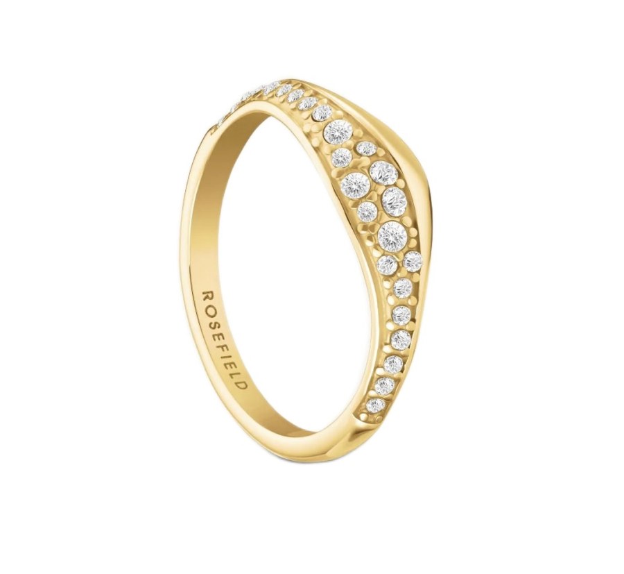 Rosefield Třpytivý pozlacený prsten s krystaly Pavé JRPW 50 mm