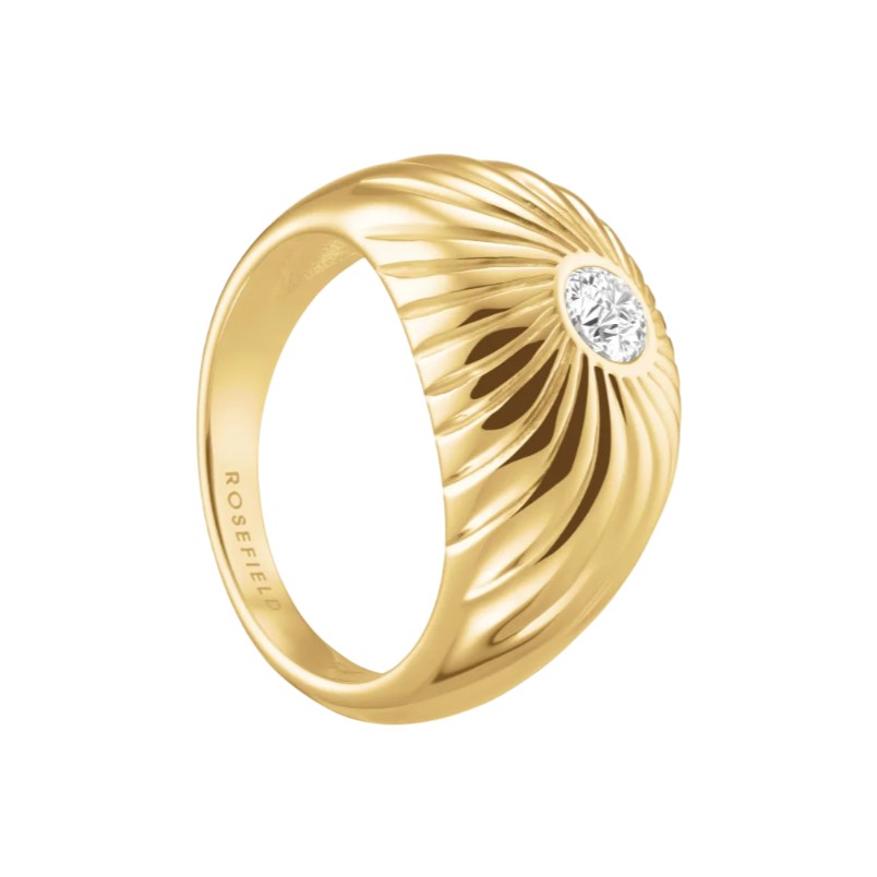 Rosefield Luxusní pozlacený prsten z&nbsp;oceli s&nbsp;krystaly Solitaire JRBT 54 mm - Prsteny Prsteny s&nbsp;kamínkem