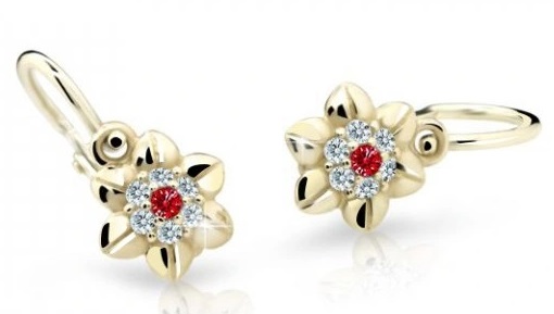Cutie Jewellery Roztomilé dětské náušnice ze žlutého zlata C2202-10-X-1 červená Cutie Jewellery Roztomilé dětské náušnice ze žlutého zlata C2202-10-X-1 červená - Náušnice Visací náušnice