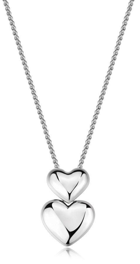 S´Agapo Dámský ocelový náhrdelník Dvojité srdce Stellar SSE55 - Náhrdelníky