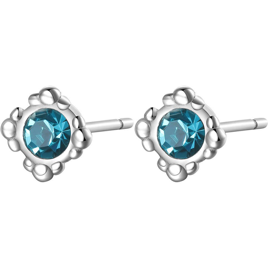 S`Agapõ Elegantní ocelové náušnice s modrými krystaly CLICK SCK33 - Náušnice Pecky