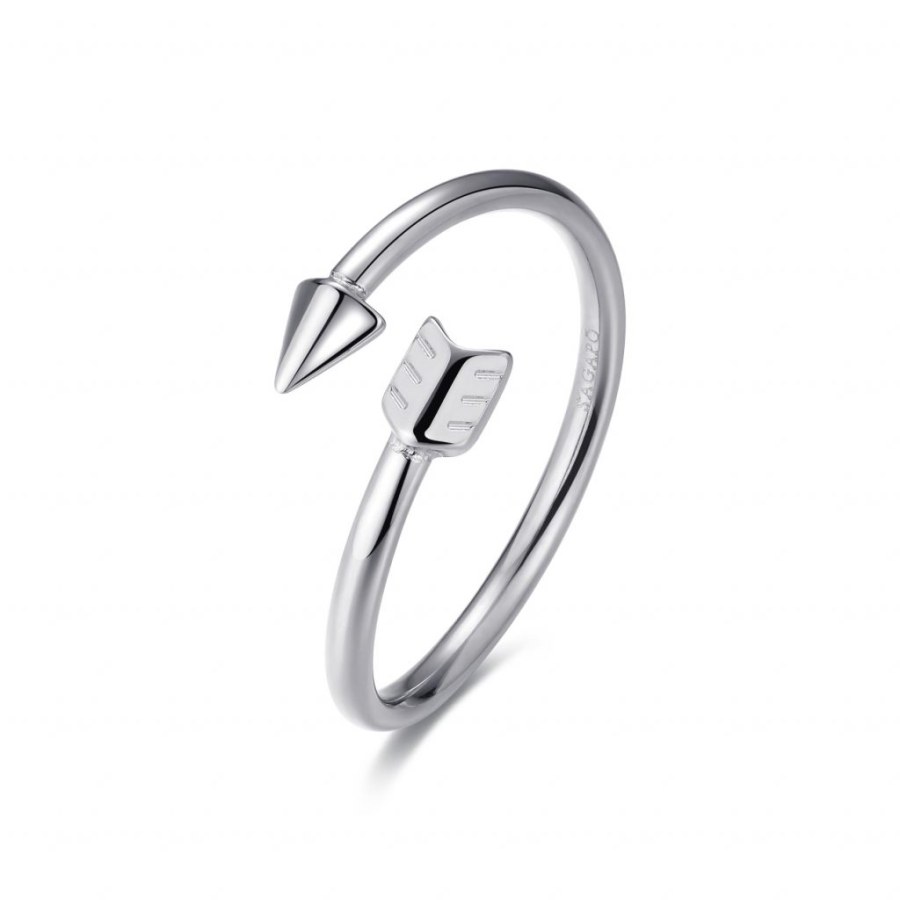 S`Agapõ Hravý otevřený prsten z oceli Click SCK142 - Prsteny Otevřené prsteny