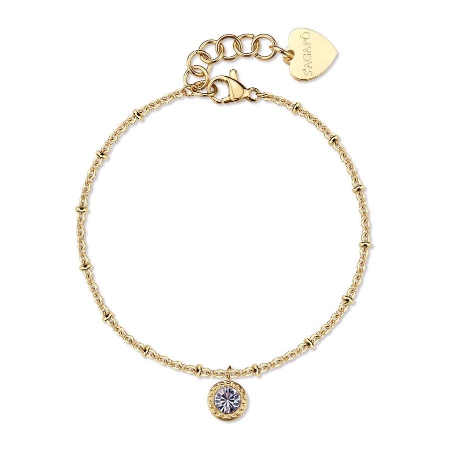 S´Agapo Jemný pozlacený náramek s&nbsp;krystalem Aurora SAR63 - Náramky Náramky s&nbsp;přívěsky