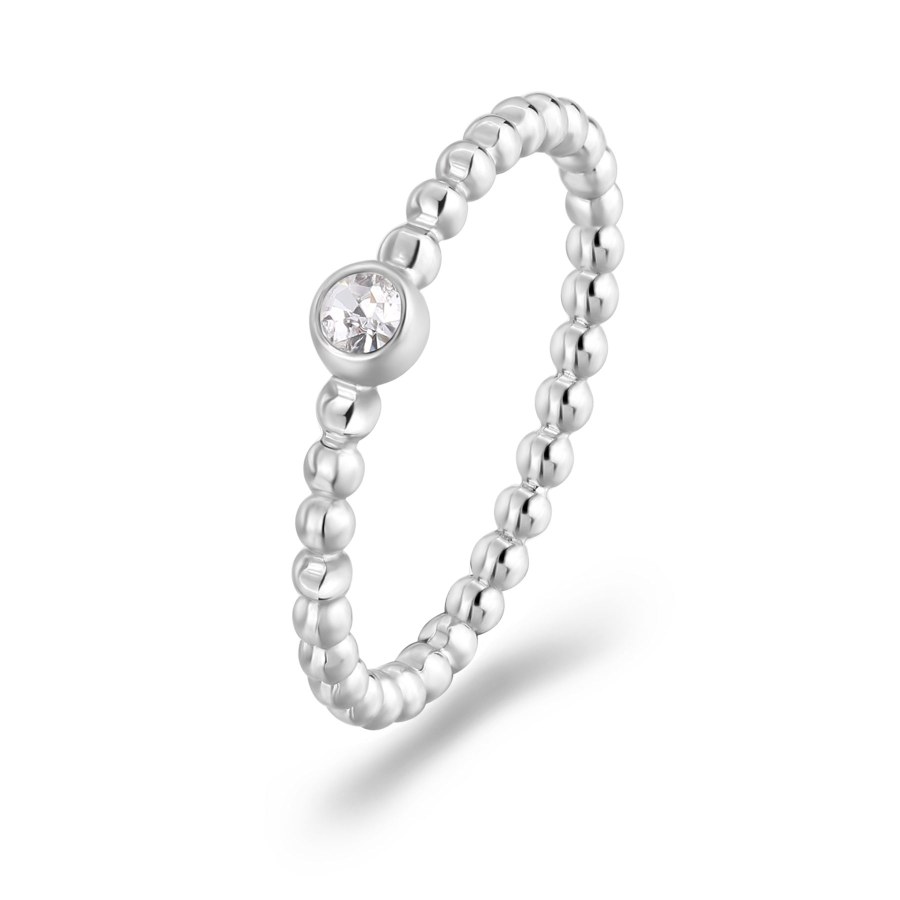 S`Agapõ Minimalistický ocelový prsten s krystalem For Love SFV46 50 mm - Prsteny Prsteny s kamínkem