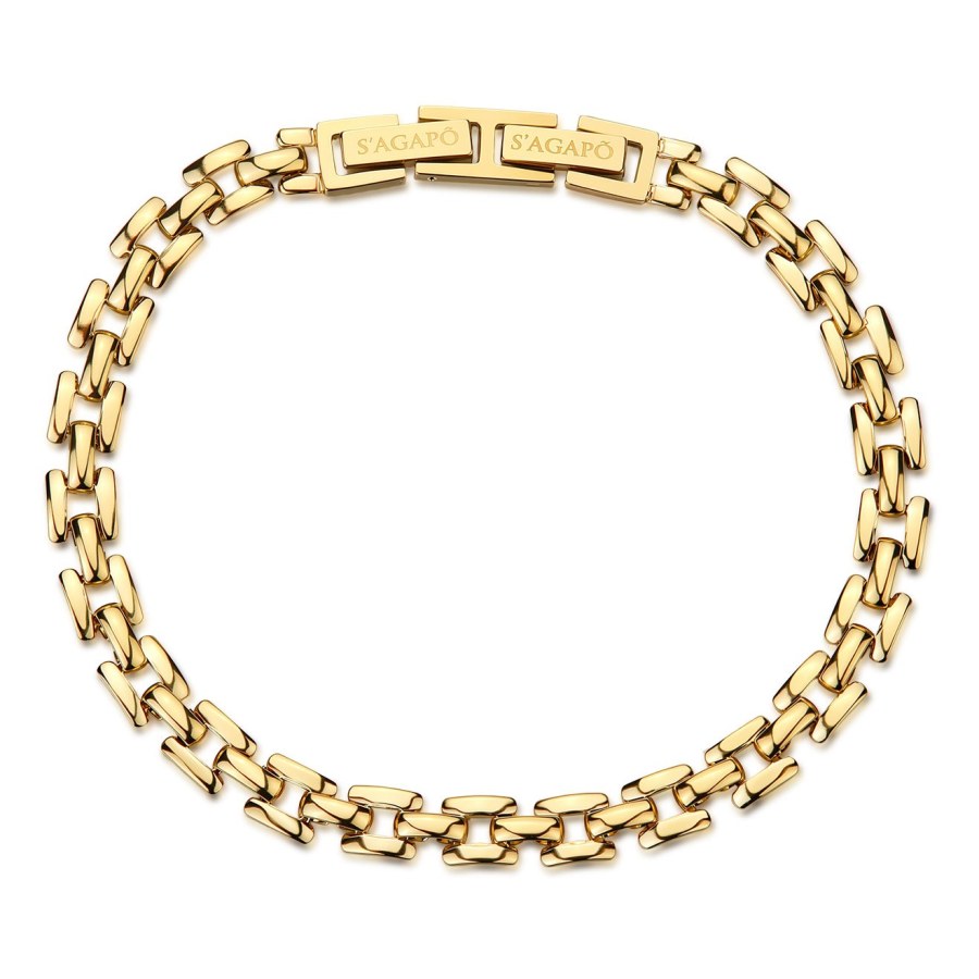 S´Agapo Moderní pozlacený náramek Ripple SRP98 - Náramky Řetízkové náramky