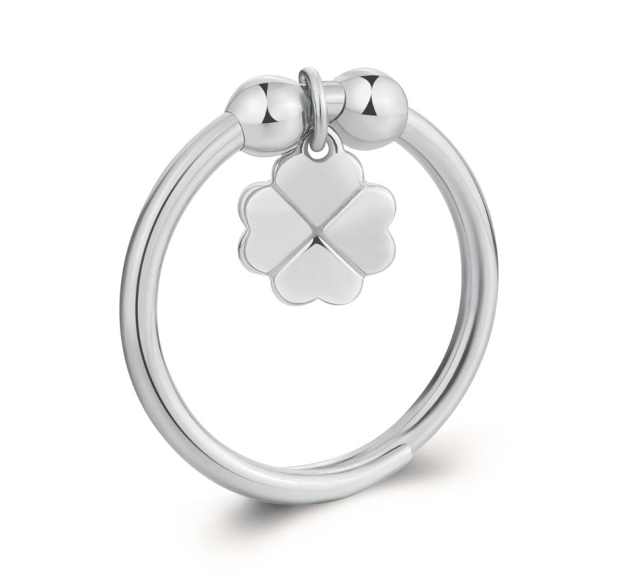 S´Agapo Nastavitelný ocelový prsten Čtyřlístek Feelings SFE34 - Prsteny Otevřené prsteny